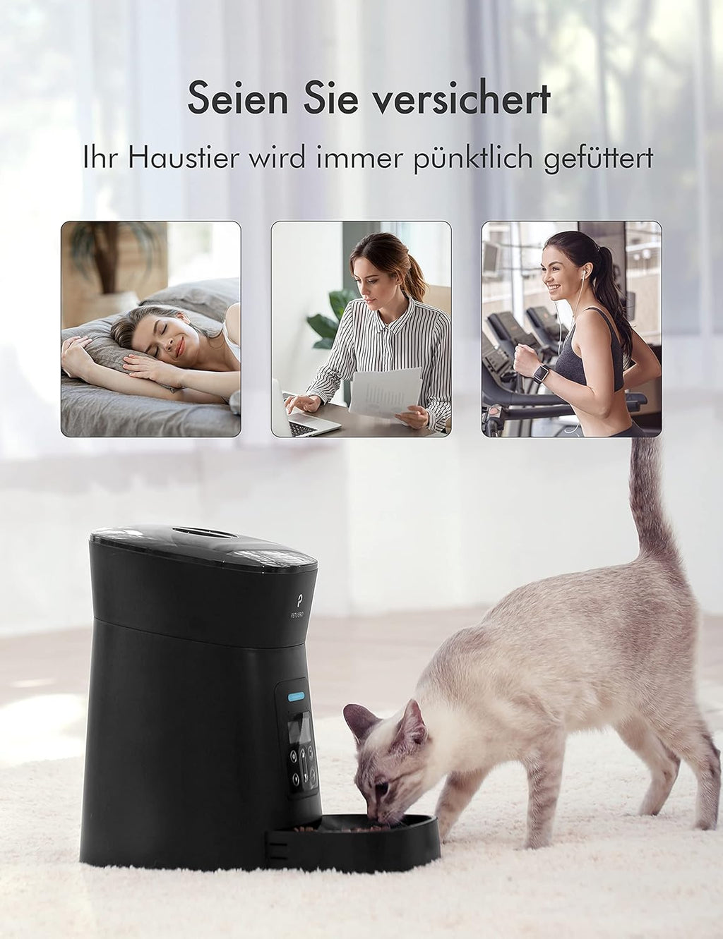 Automatic Cat Feeder Dog Food Dispenser Auto Timer Pet Feeding Tray, Low Food & Motion & Sound Alerts, 4L Basic PLAF004