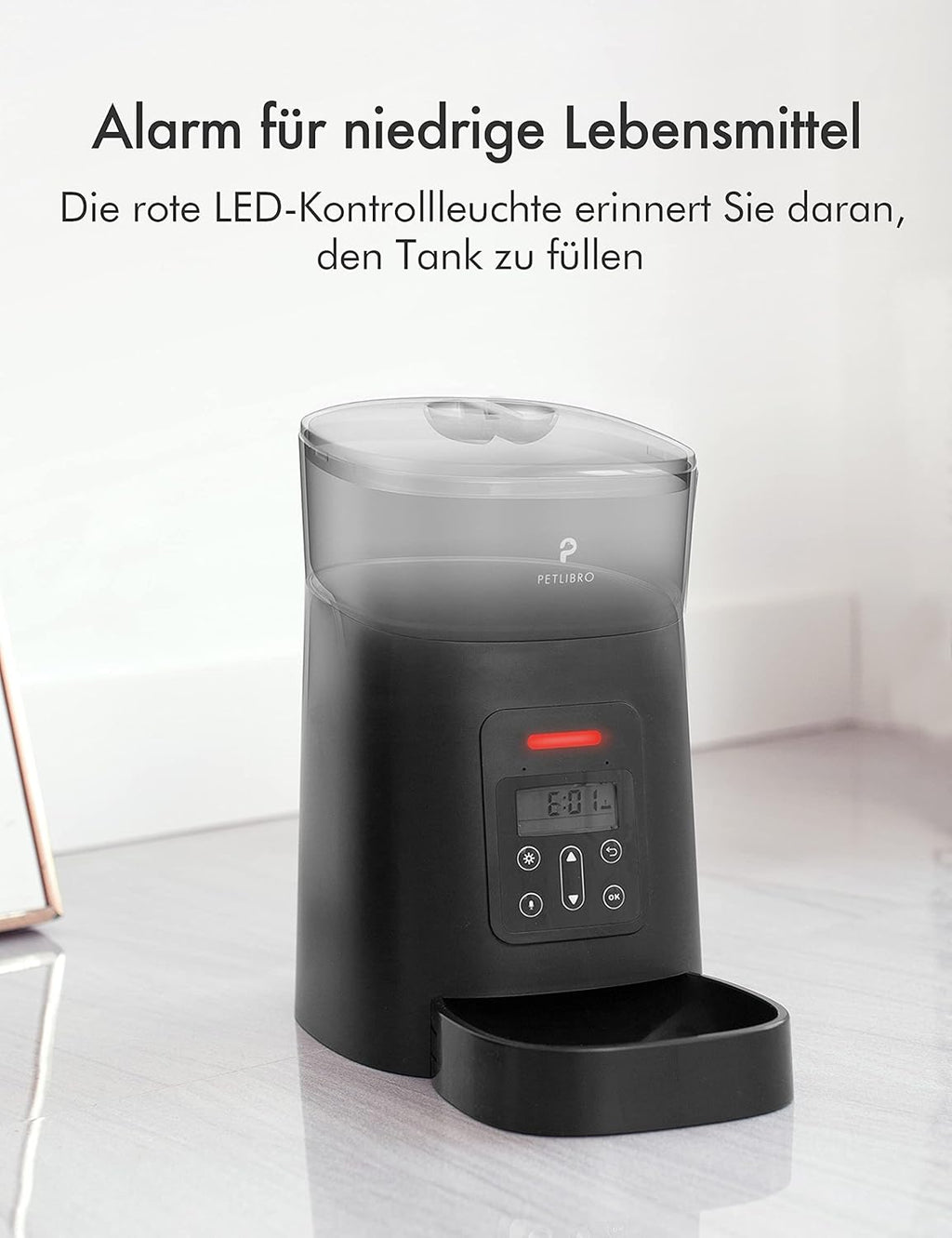 Automatic Cat Feeder Dog Food Dispenser Auto Timer Pet Feeding Tray, Low Food & Motion & Sound Alerts, 4L Basic PLAF004