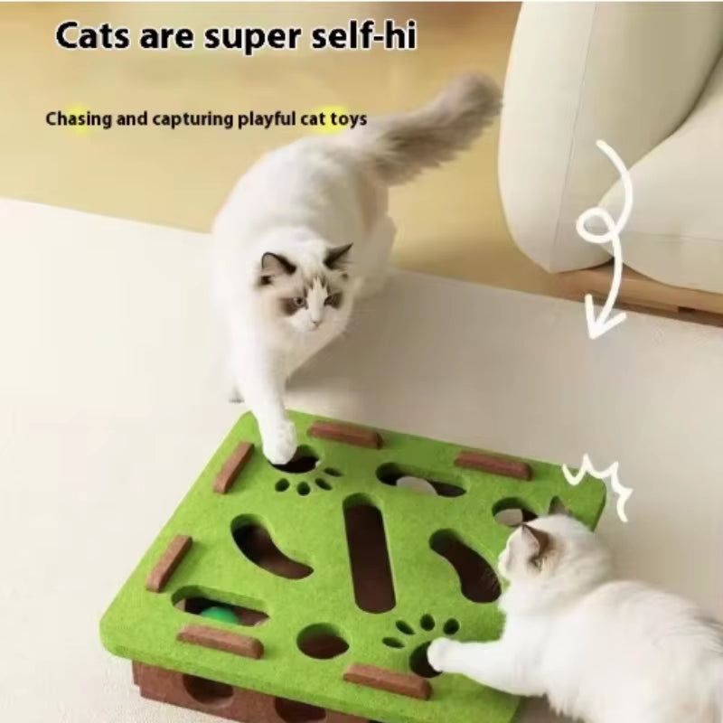 Pet Cat Puzzle Maze Holes Toys Felt Box with Bell Ball Kitten Playing Toys Interactive Funny Cat Supplies