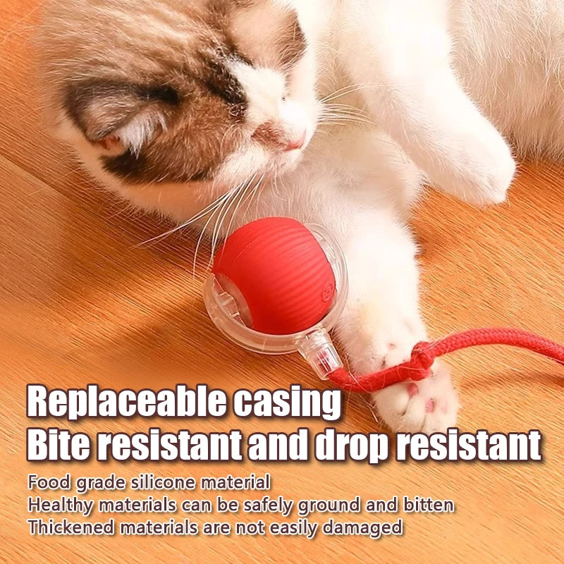 1PC Smart Cat Toys Automatic Rolling Ball Fake Tail Rechargeable Electric Pet Interactive Toy Cat Training Imitate Mouse Tail
