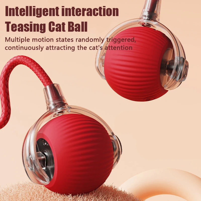 1PC Smart Cat Toys Automatic Rolling Ball Fake Tail Rechargeable Electric Pet Interactive Toy Cat Training Imitate Mouse Tail