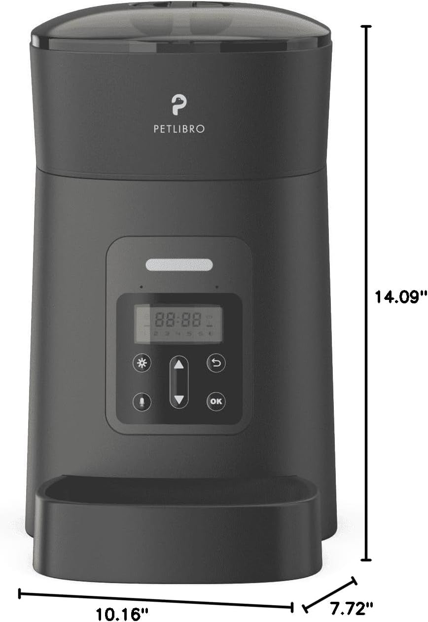 Automatic Cat Feeder Dog Food Dispenser Auto Timer Pet Feeding Tray, Low Food & Motion & Sound Alerts, 4L Basic PLAF004