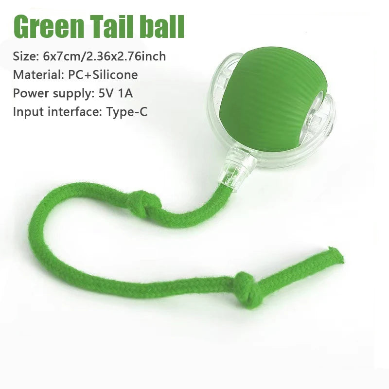1PC Smart Cat Toys Automatic Rolling Ball Fake Tail Rechargeable Electric Pet Interactive Toy Cat Training Imitate Mouse Tail