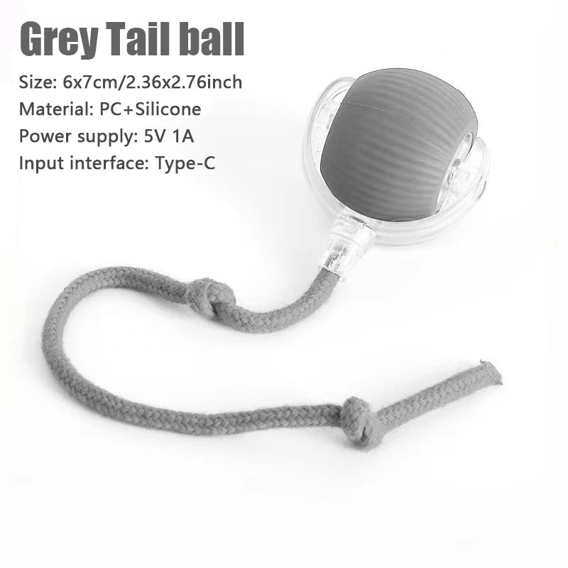 1PC Smart Cat Toys Automatic Rolling Ball Fake Tail Rechargeable Electric Pet Interactive Toy Cat Training Imitate Mouse Tail