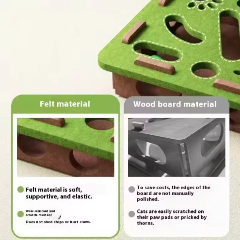 Pet Cat Puzzle Maze Holes Toys Felt Box with Bell Ball Kitten Playing Toys Interactive Funny Cat Supplies