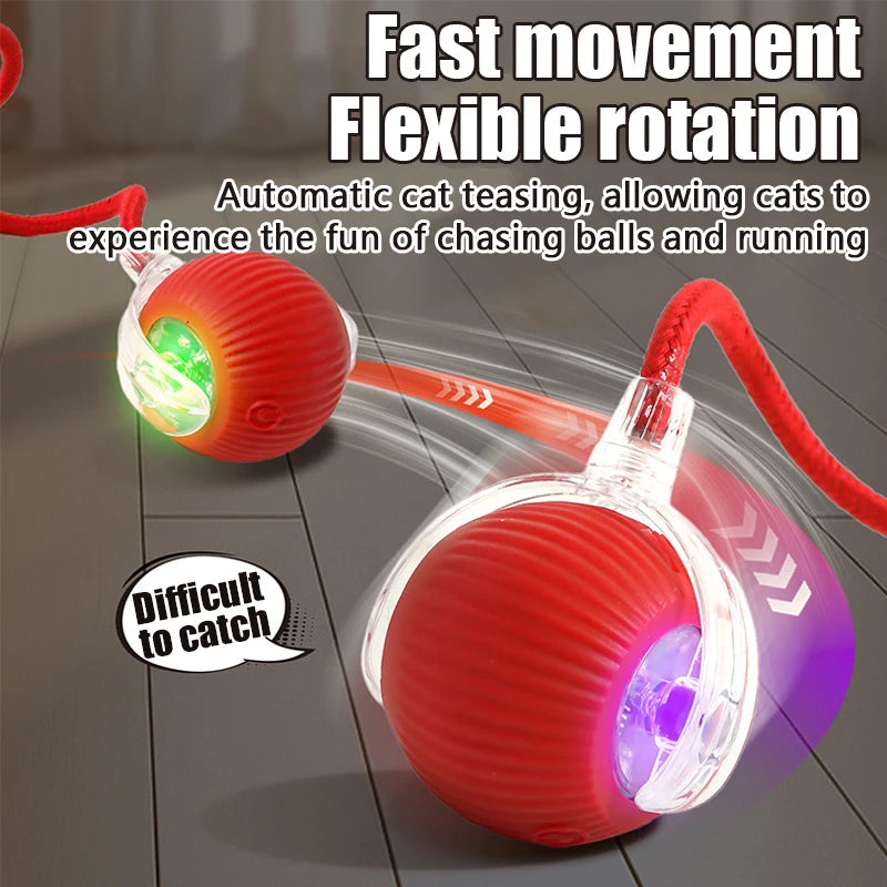 1PC Smart Cat Toys Automatic Rolling Ball Fake Tail Rechargeable Electric Pet Interactive Toy Cat Training Imitate Mouse Tail