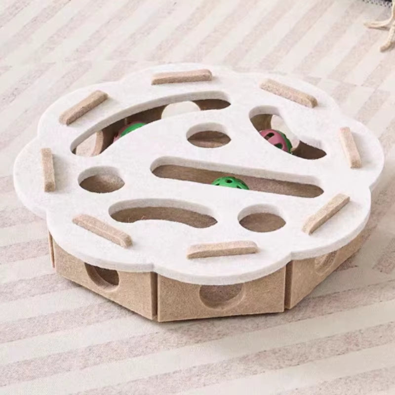 Pet Cat Puzzle Maze Holes Toys Felt Box with Bell Ball Kitten Playing Toys Interactive Funny Cat Supplies
