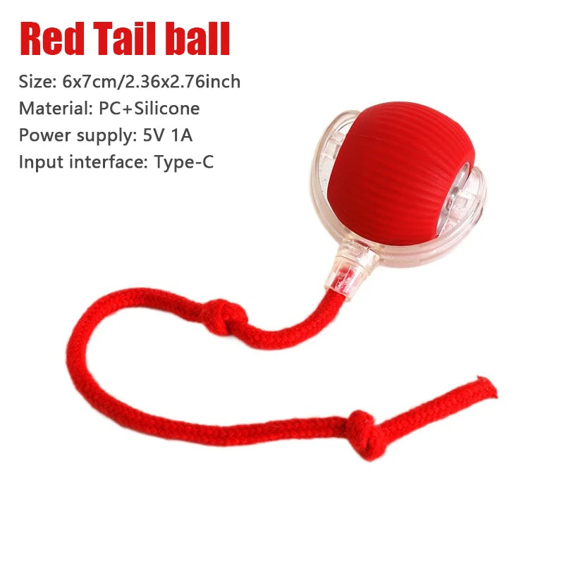 1PC Smart Cat Toys Automatic Rolling Ball Fake Tail Rechargeable Electric Pet Interactive Toy Cat Training Imitate Mouse Tail